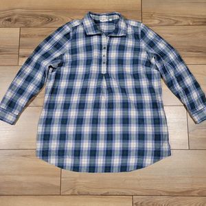 COPY - J. Jill Uncommon Threads Blue/Green/Turquoise Plaid Flannel Tunic Shirt …